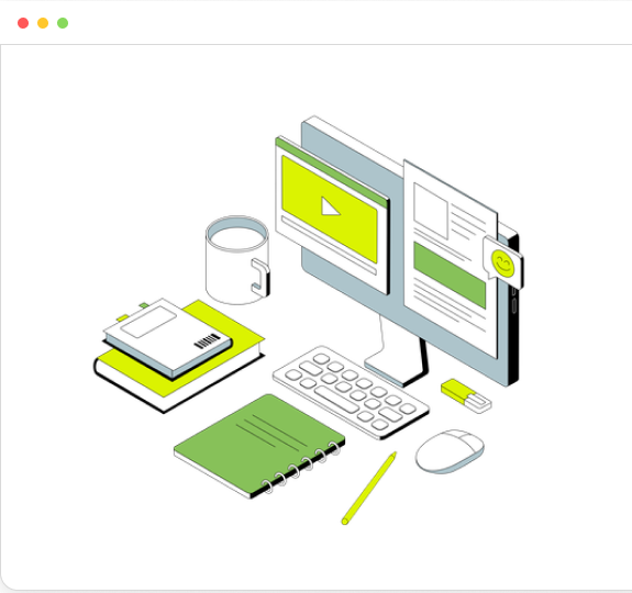 Illustration of a digital learning workspace